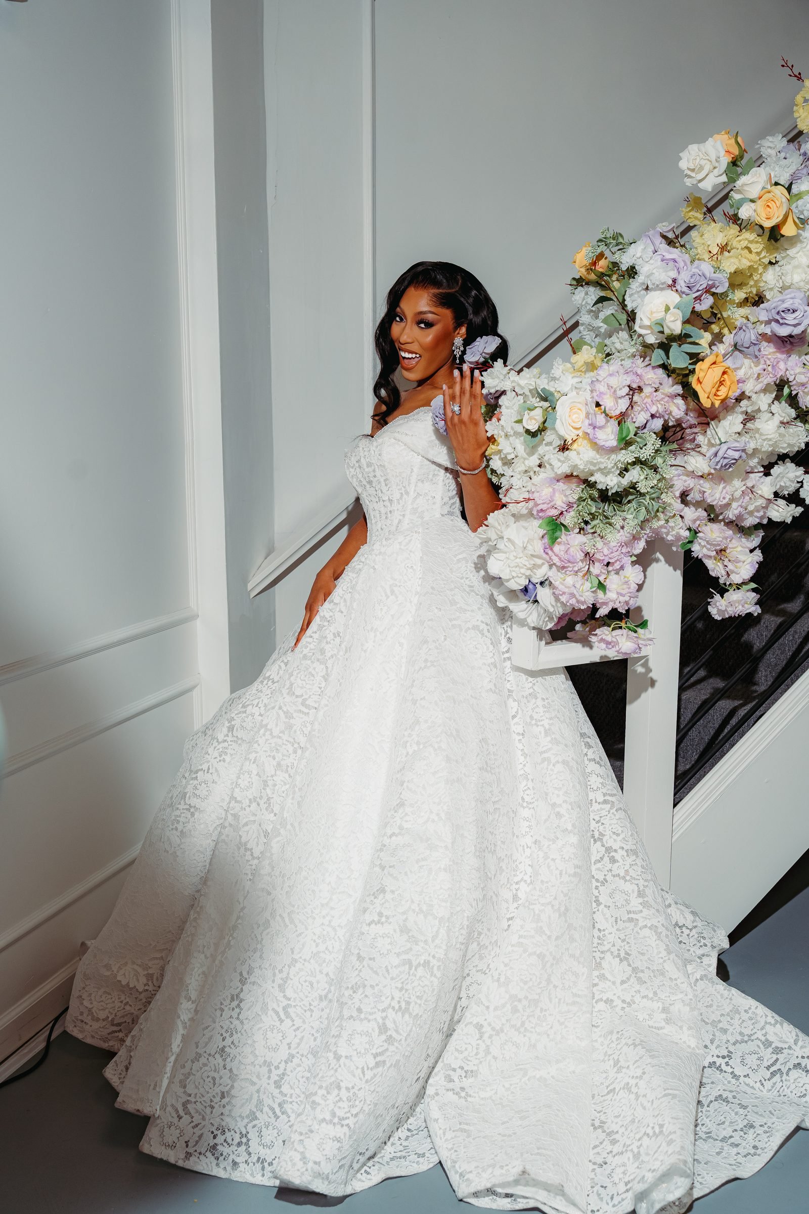 Bride in a full ballgown photographed on her wedding day at The Hendrix in Stafford, Texas, near Houston