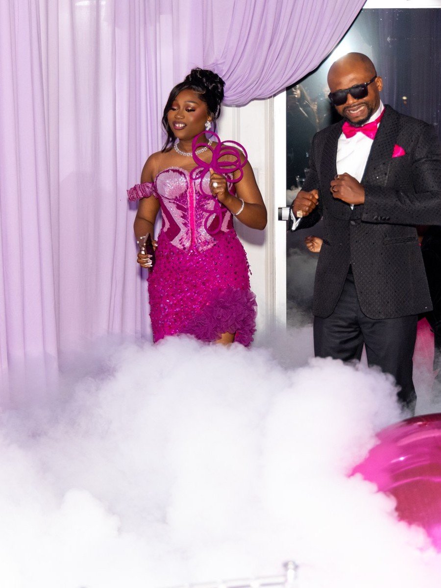 A grand entrance on a cloud of dry ice at a Nigerian celebration in The Mansion at The Hendrix