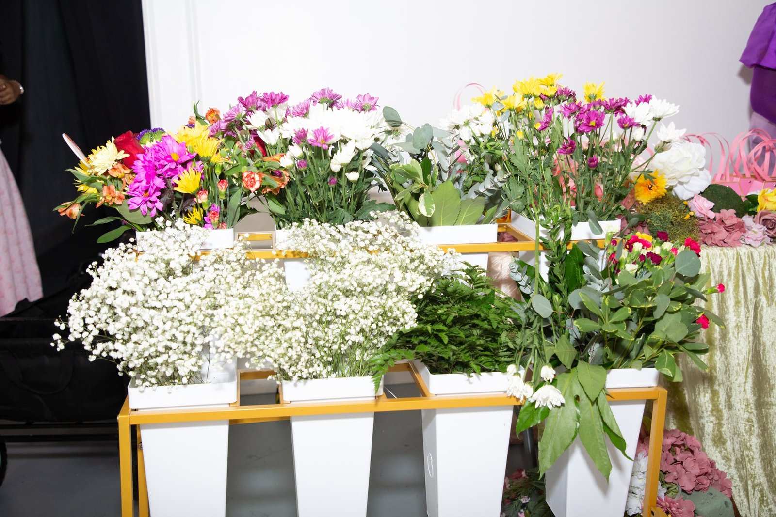 A flower bar of daisies, gerberas and baby's breath at Dear Mama, The Hendrix