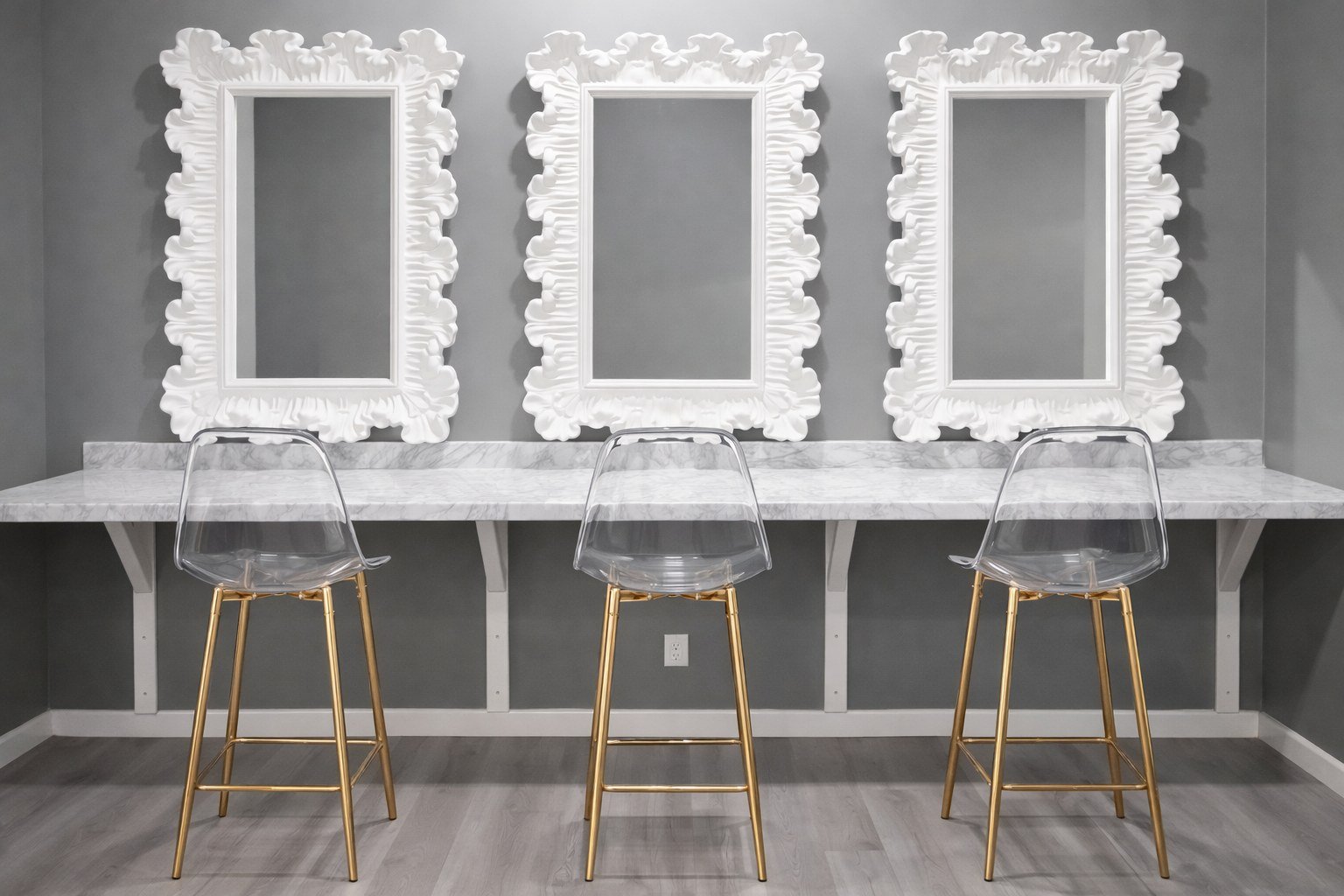 The mirrored vanity run in the getting-ready suite at The Hendrix